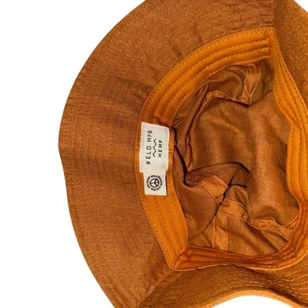 Weld Mfg Dreamer Bucket Hat Rust Brown Hemp Organic Cotton Boho Sun Embroidery